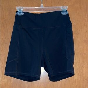 Black High-Rise Bike Shorts with Moisture-Wicking Fabric